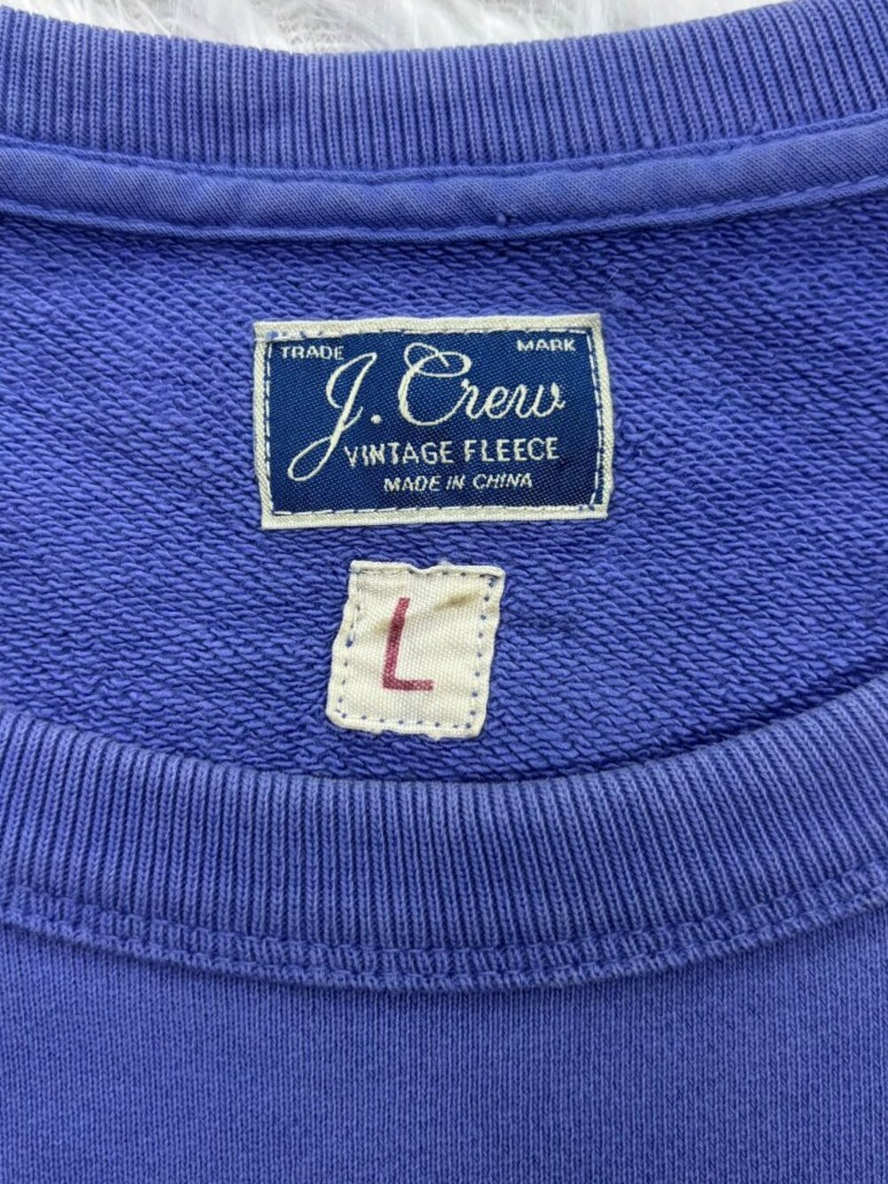 J Crew Vintage Fleece Crewneck Sweatshirt Large Periwinkle Purple Blue Pullover